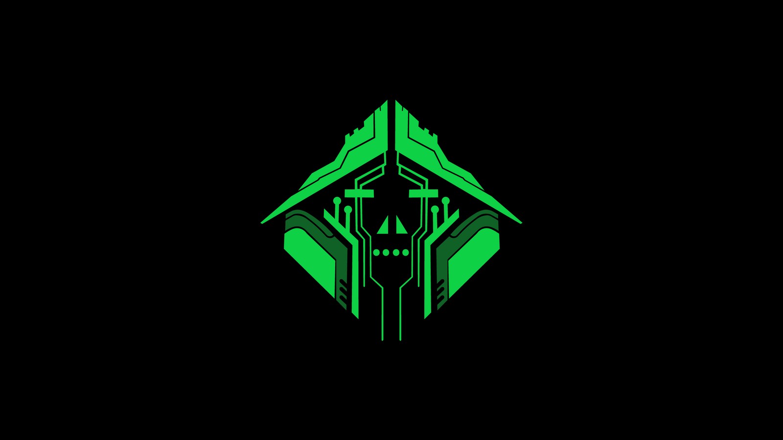 Um logotipo verde em um fundo preto (cripto, apex legends, jogo de vídeo, minamalist, logotipo)