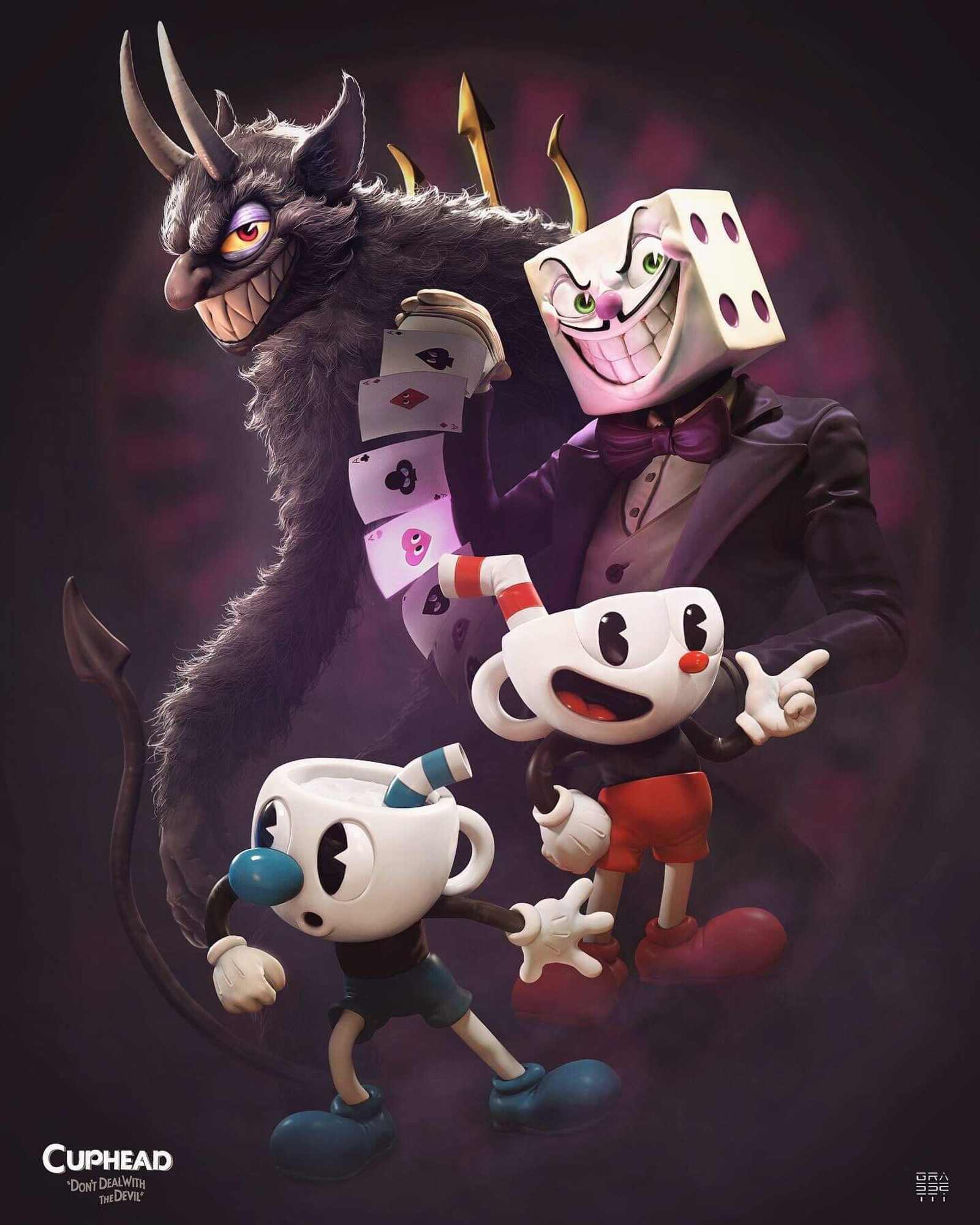 cuphead, horror wallpaper