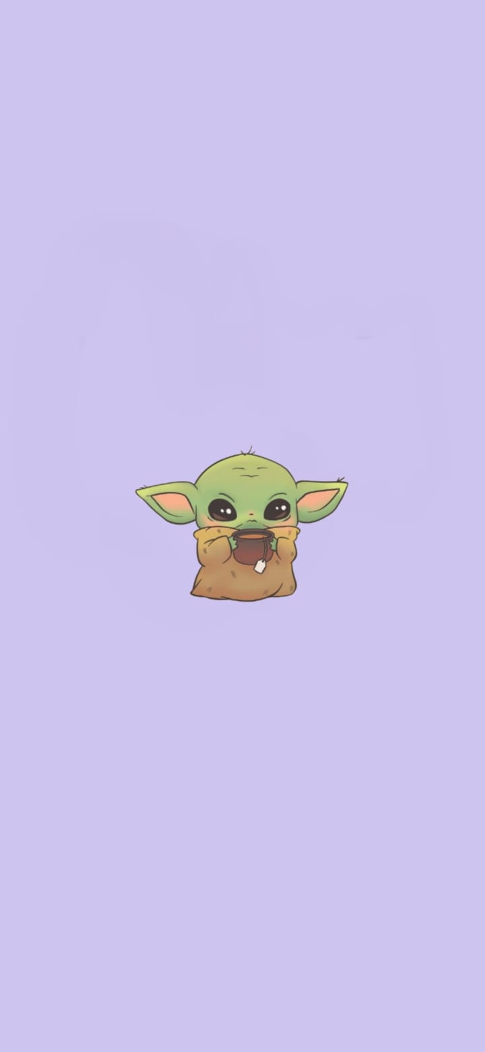 Un primer plano de un baby yoda comiendo una dona (bebé yoda, baby yoda, púrpura)