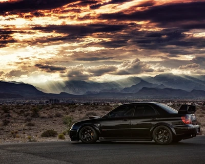 voiture, désert, impreza, montagne, subaru