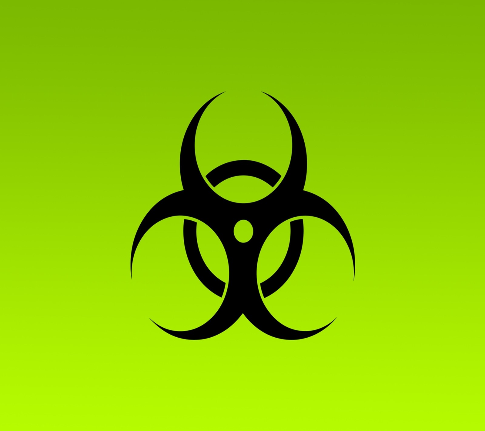 A green background with a black biohazard symbol on it (abstracto, logos, sprigamelvirus)