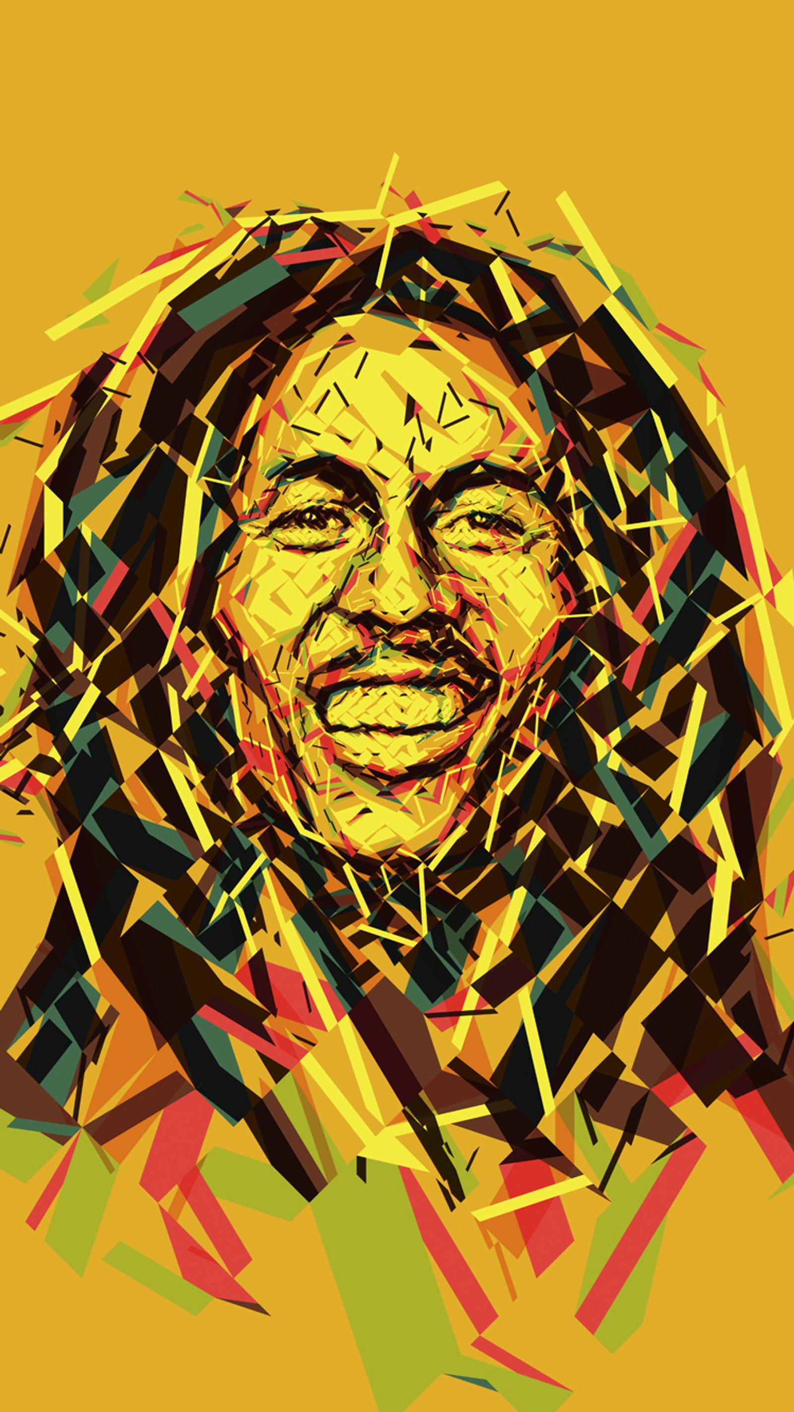 A close up of a person with a smile on a yellow background (bob marley, colors, rasta, reggae, smile)