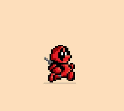 Pixel Art of Deadpool in 8-Bit Style