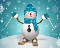 Boneco de Neve Festivo Pronto para Celebrar a Diversão de Inverno