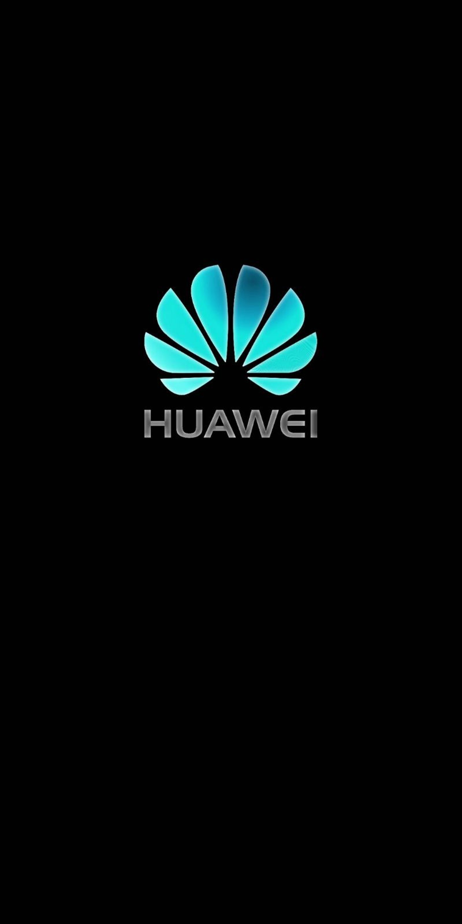 A close up of a black background with a blue logo (huawei, thealihan)