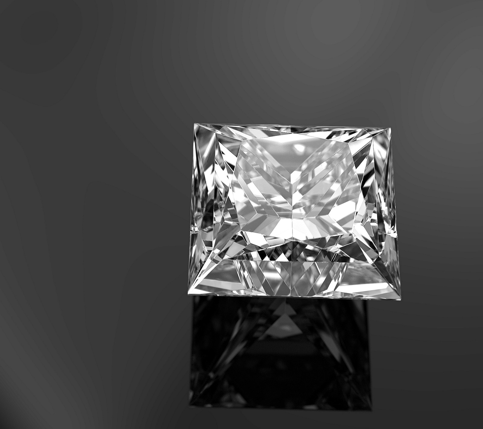 Um close de um diamante em uma superfície preta (fundo, gema, stone diamond)