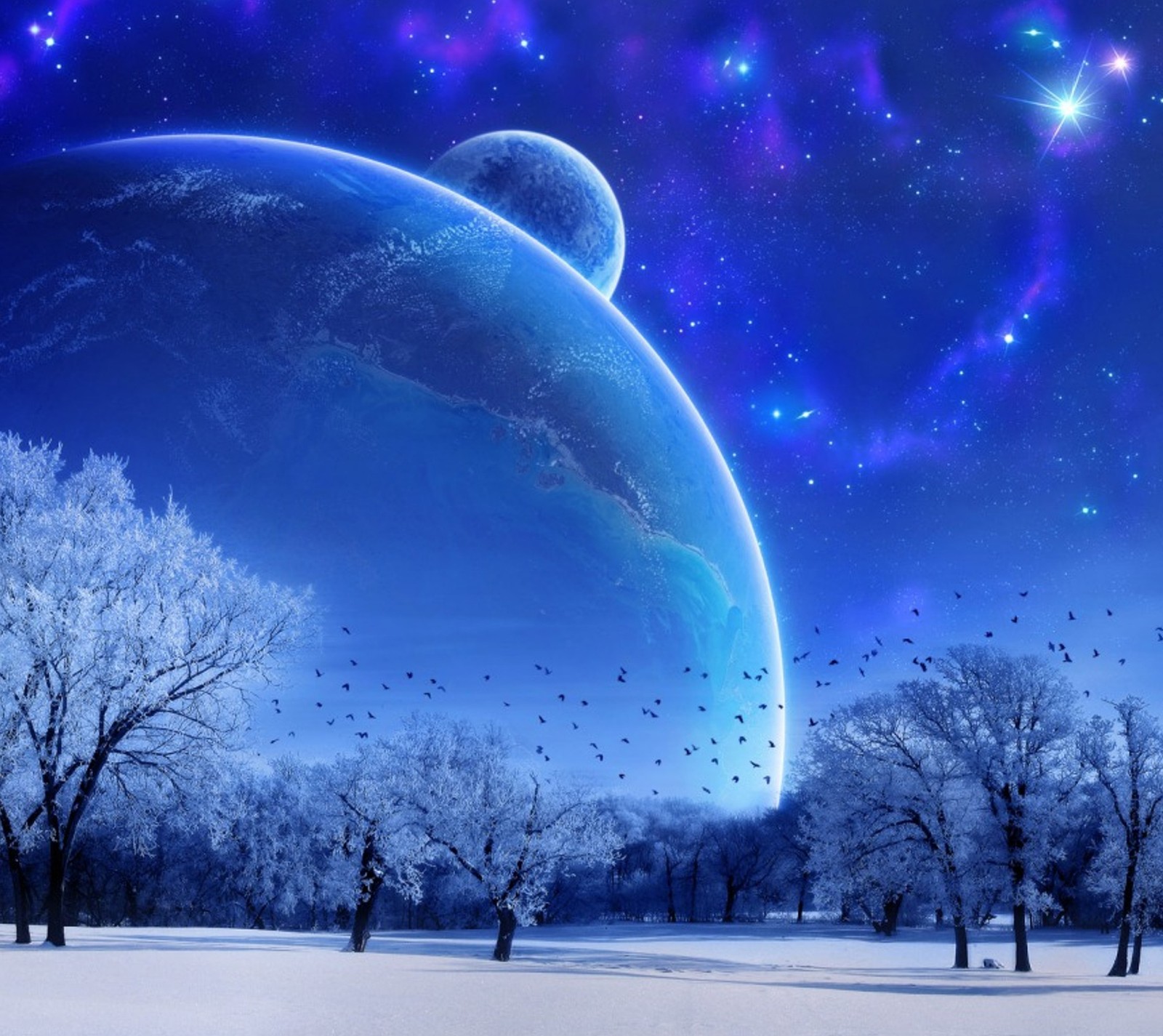 Lade blau, mond, nacht, winter Hintergrund herunter