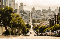 Vista escénica de las icónicas calles inclinadas de San Francisco