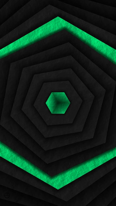 Padrão hexagonal abstrato preto e verde