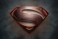 Logo stylisé de Superman avec finition métallique et fond texturé