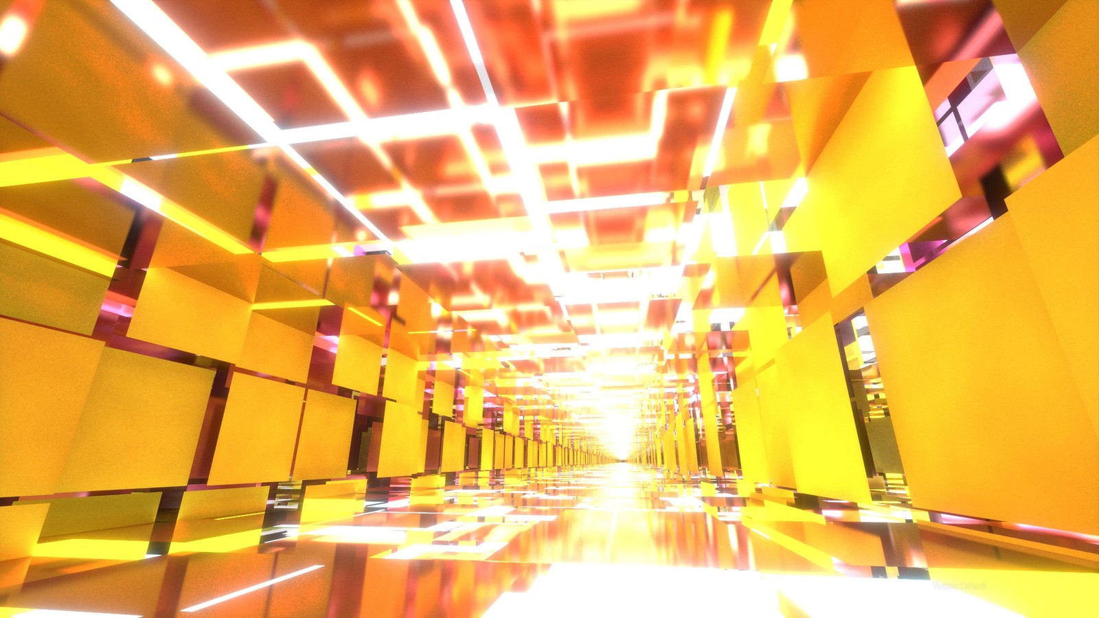 A close up of a hallway with yellow walls and a light (orange, amber, yellow, line, ceiling)