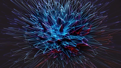 Explosion polygonale abstraite dynamique dans l'art numérique 3D