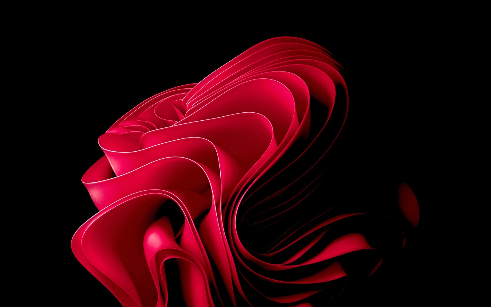 Há um design abstrato vermelho em um fundo preto (windows 11, vermelho abstrato, ação, fundo preto, amoled)