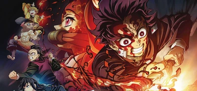 убийца демонов кимэцу но яиба, demon slayer kimetsu no yaiba, широкоформатный, tanjiro kamado, nezuko kamado