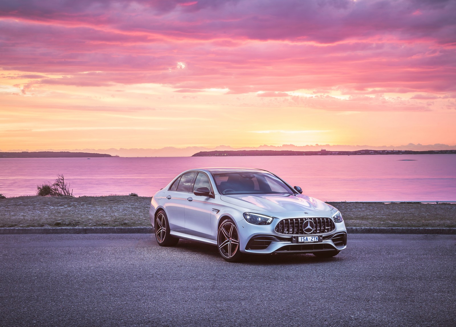 A white mercedes s - class coupe parked on the side of the road (mercedes amg e 63 s 4matic, 2021, cars, 4k wallpaper)