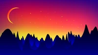 vector graphics, crescent, atmosphere, landscape, horizon wallpaper