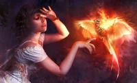 Enchanted Encounter: A Girl and a Phoenix in Fantasy