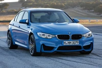 2015 BMW M3 in striking blue, showcasing its sporty design and performance features.