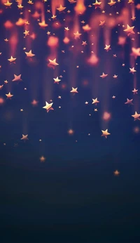 blue, falling stars, orange, red, sky wallpaper