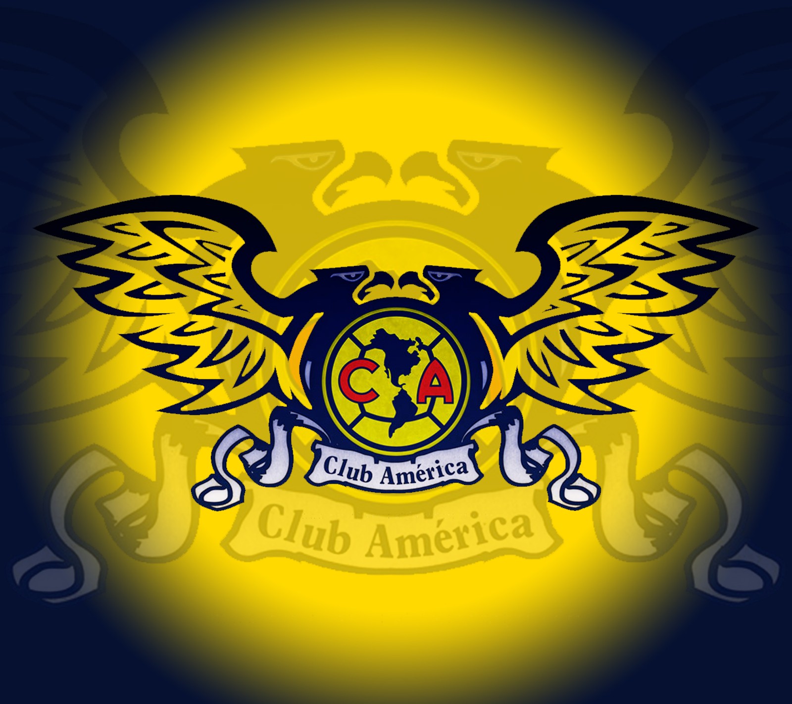 Um close-up de um logotipo com fundo amarelo (ca, club américa, futebol, futbol)