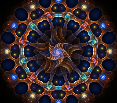 Blues Enchantés : Un Mandala Fractal de Magie Cosmique