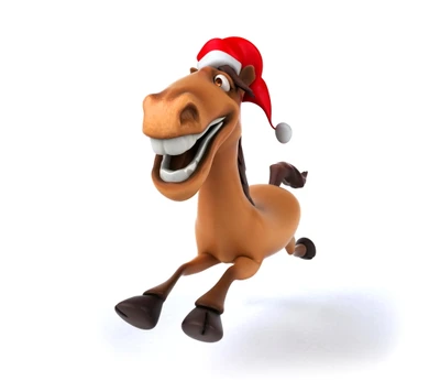 divertido, feliz, caballo, nuevo año, santa