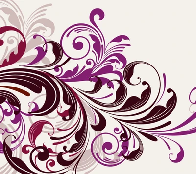 Elegant Purple Petals and Swirls Design