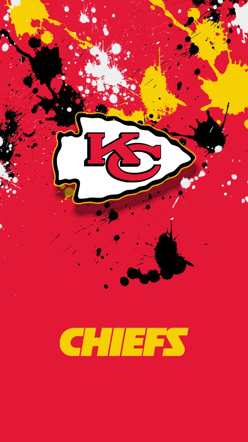 Близкий план красного и желтого фона с логотипом kansas chiefs (футбол, кc, kc, шефы, канзас сити)