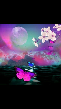 butterfly, moon water