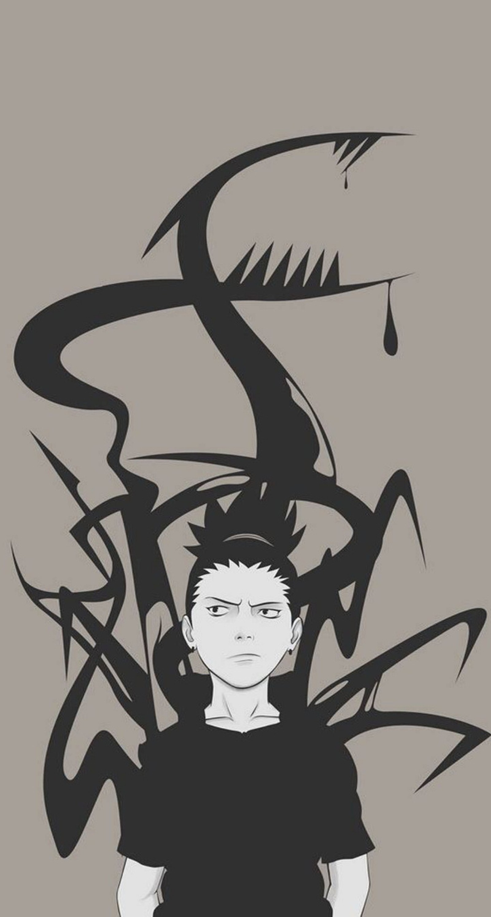 Eine cartoonartige zeichnung eines mannes mit einem drachen auf dem kopf (naruto, shikamaru)