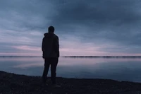 water, horizon, cloud, blue, standing wallpaper