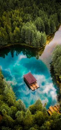 Tranquil Azure Waters Surrounded by Lush Greenery