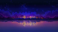 Abstract Night Cityscape Reflection