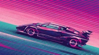 science fiction, voiture, néon, art numérique, retrowave