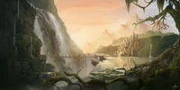 matte painting, painting, art, nature, waterfall wallpaper