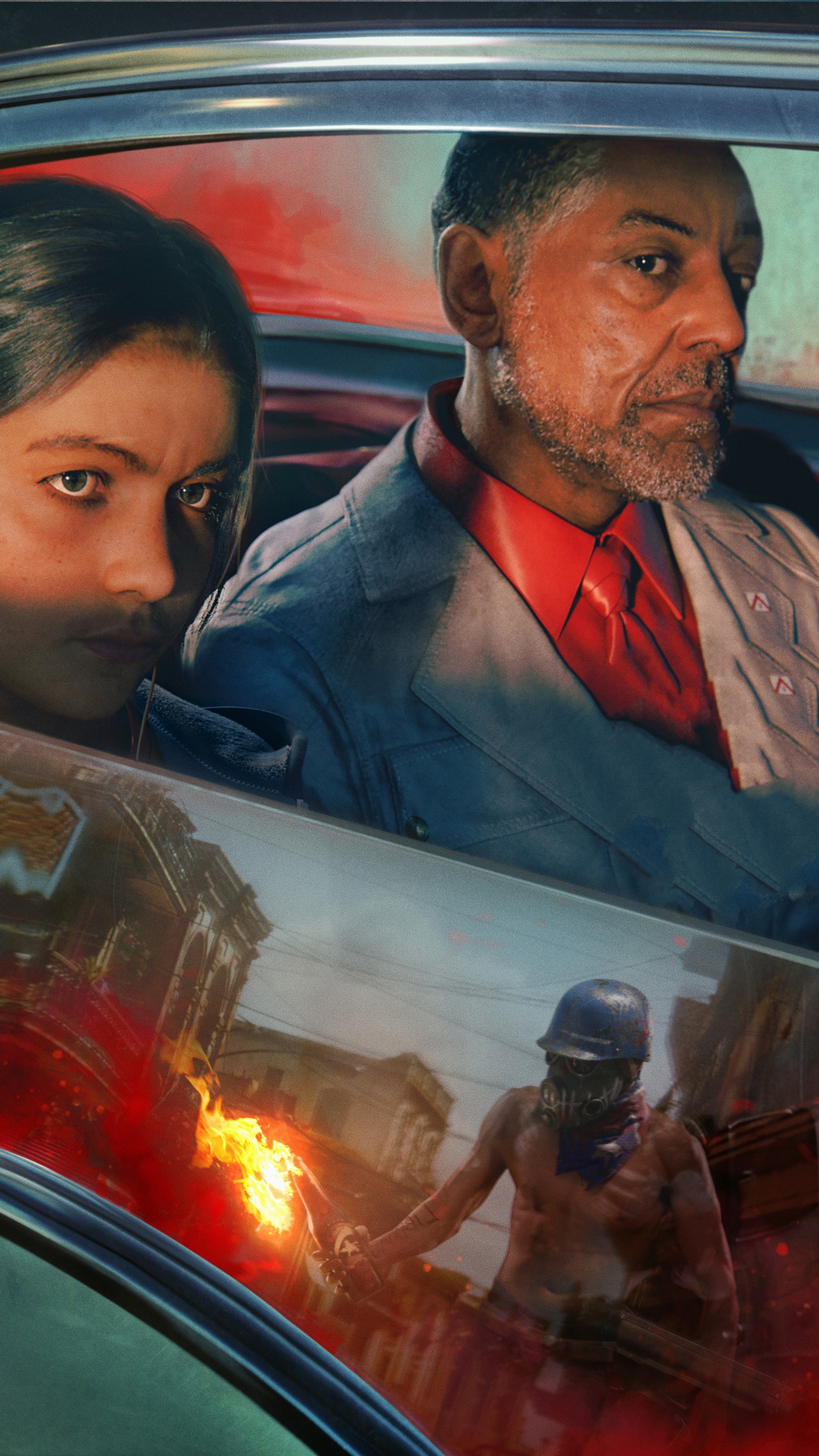 There is a man and a woman sitting in a car (far cry, far cry 6, ubisoft, far cry 5, playstation 4)