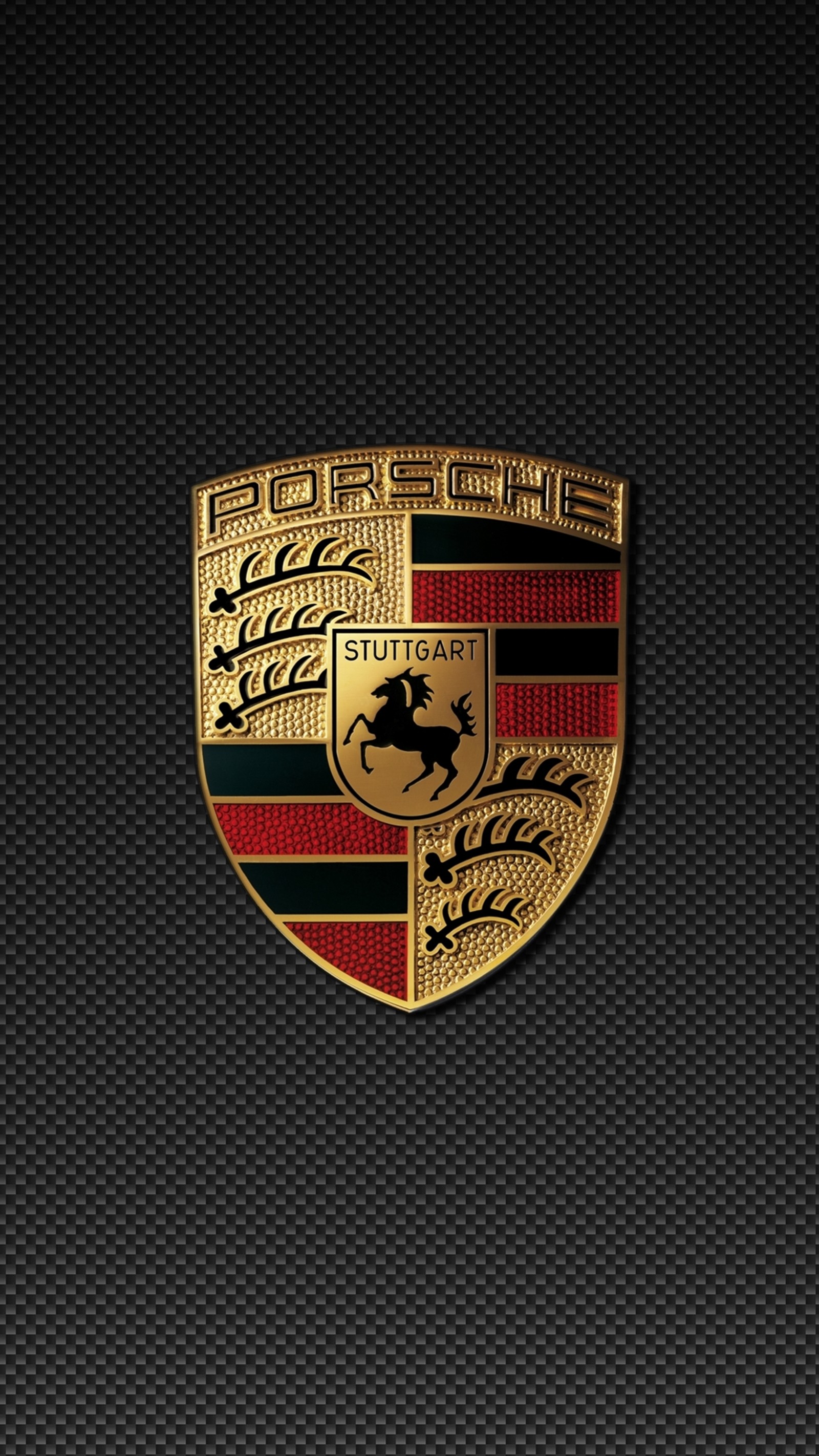 Крупный план эмблемы porsche на черном фоне (авто, машина, углерод, эмблема, логотип)