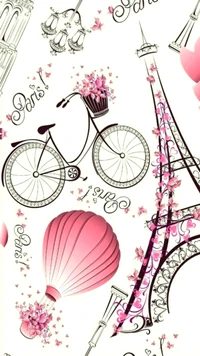 paris, pink wallpaper