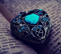 book, heart, love, pendant, turquoise