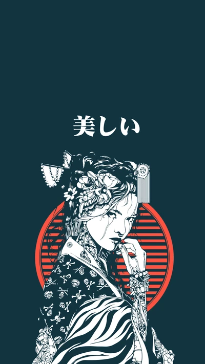 Uma fusão impressionante de yukata tradicional e arte moderna