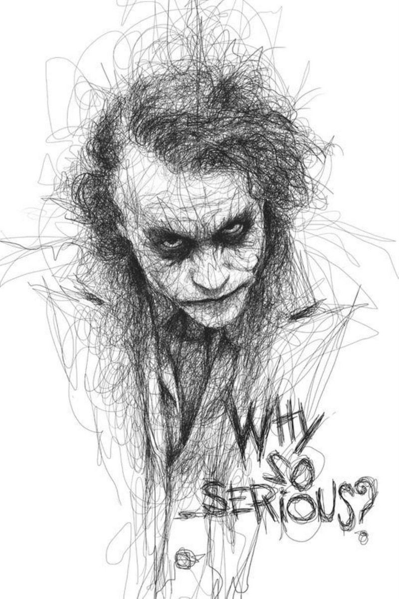 Рисунок джокера с улыбкой на лице (джокер, joker, jokerr)