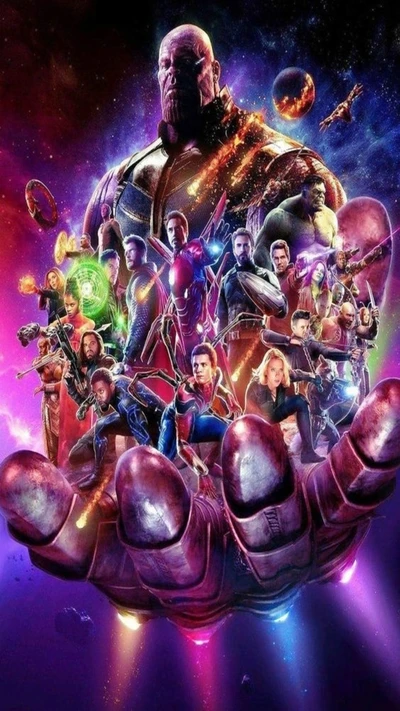 Epische Avengers Versammeln: Infinity War HD Hintergrundbild mit Thanos und Helden, die sich gegen die Dunkelheit vereinen.