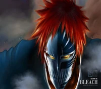 Menacing Cartoon Villain with Fiery Hair and Mask