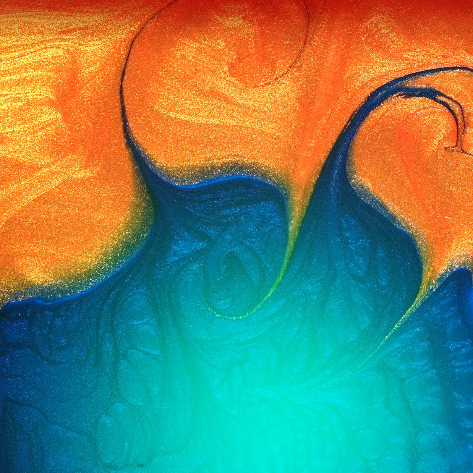 Painting of a blue and orange painting with a swirly design (samsung galaxy, samsung, samsung galaxy a30, fhd, android)