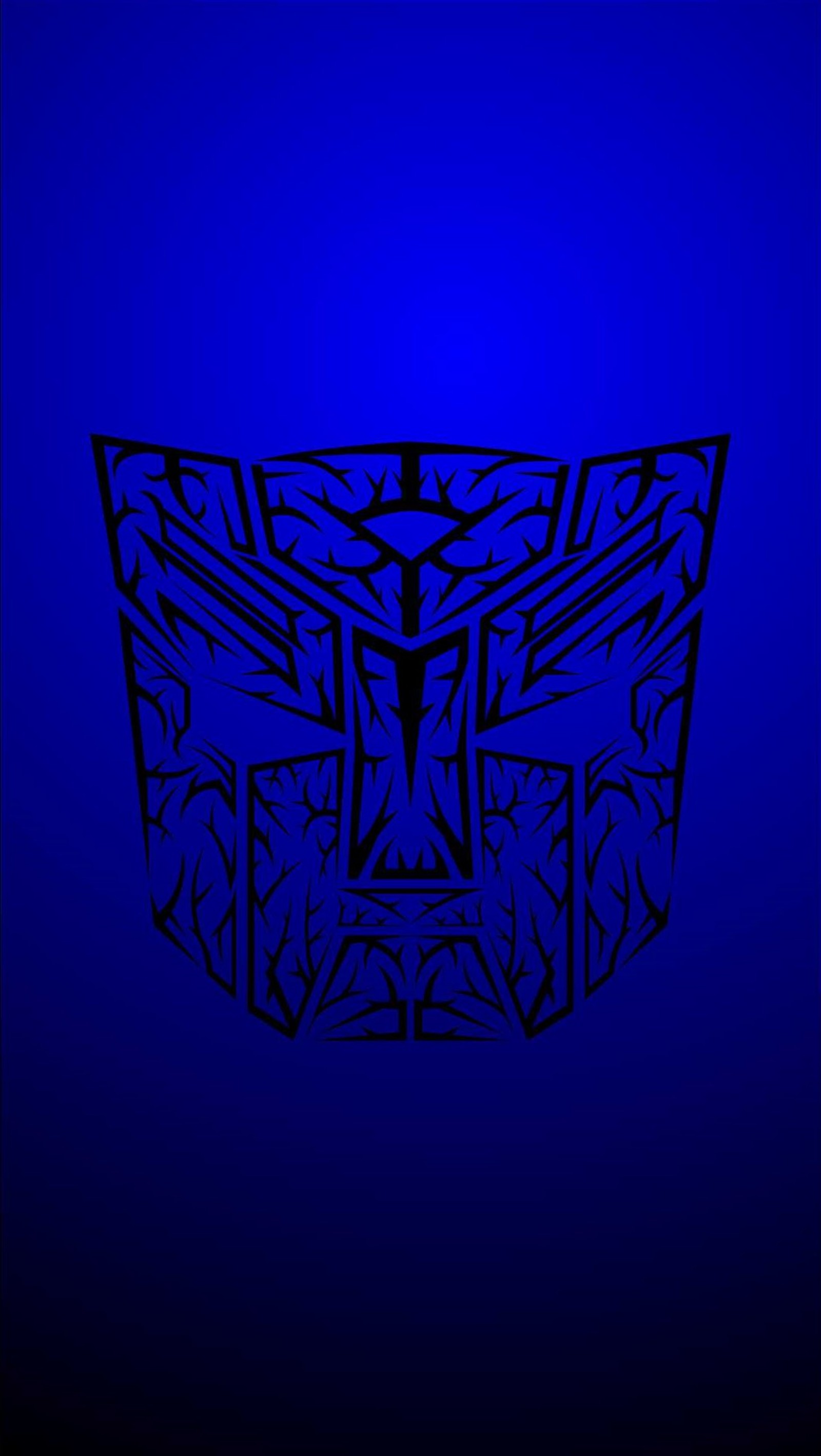 Um close-up de um fundo azul com um logo estilizado (arte, autobot, autobots, logotipo, tf4)