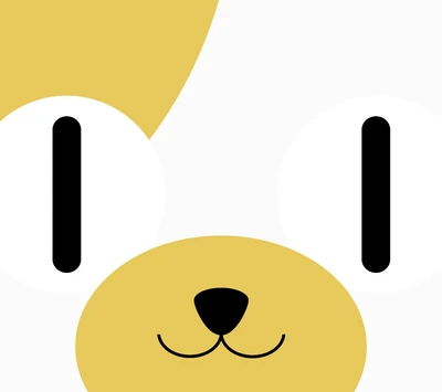 Cheerful cartoon bear face with simple features and a friendly expression.