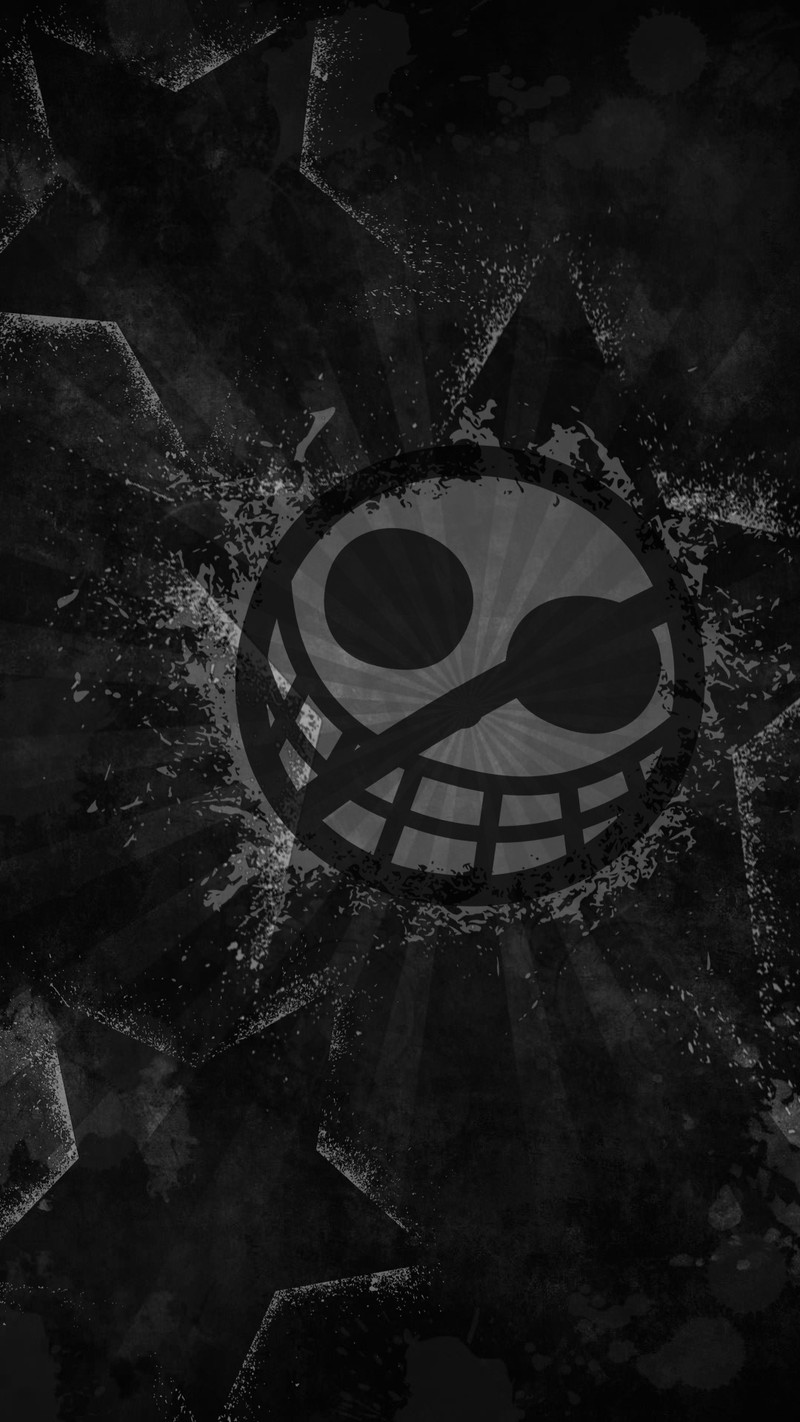 A black and white photo of a smiley face with a fork and spoon (doflamingo, joker, anime, one piece, luffy)