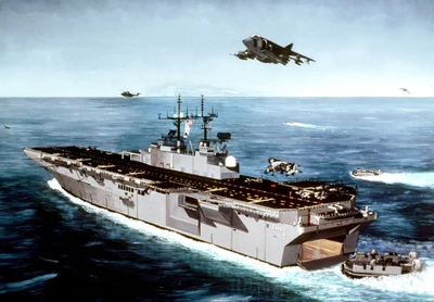 amphibious assault ship, ship, aircraft carrier, warship, watercraft