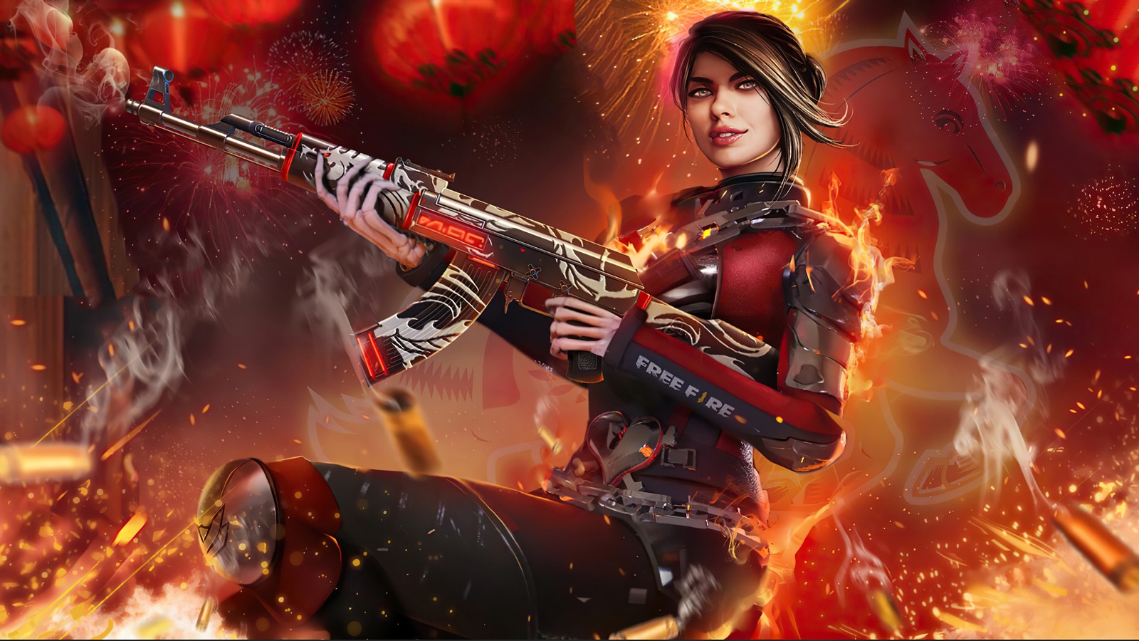 Скачать обои garena free fire, battle royale, видеоигра, девочки, кожа