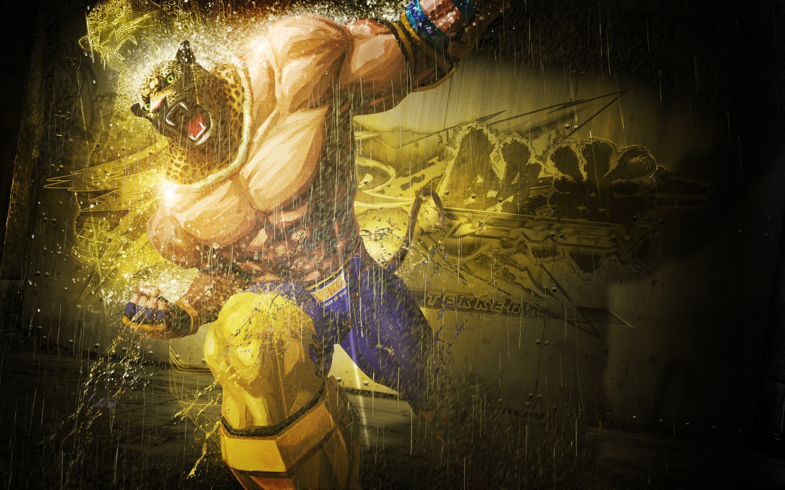 tekken 7, king, illustration, yellow, dark wallpaper